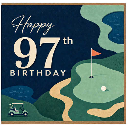 97th Birthday Card, Golf Course Design