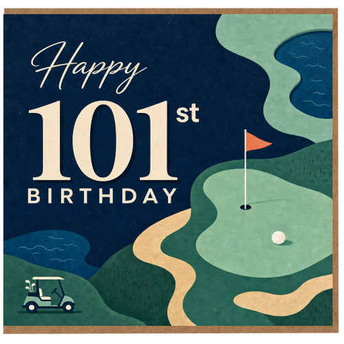 101st Birthday Card, Golf Themed Birthday Card