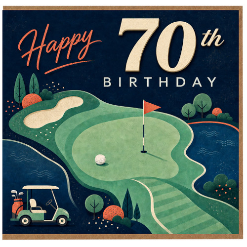 70th Birthday Card, Golf Themed Happy 70th Birthday Card