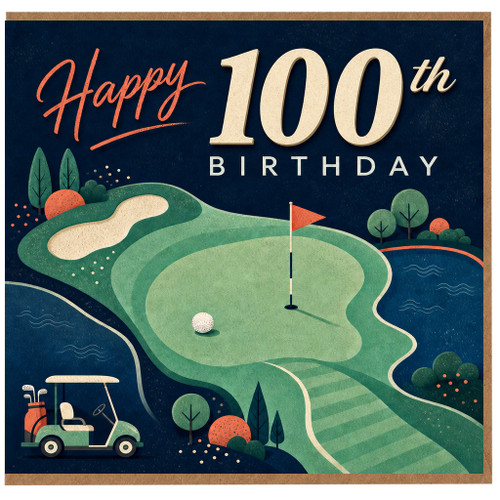 100th Birthday Card, Golf Themed Happy 100th Birthday Card