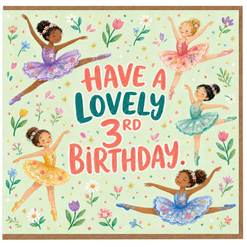 3rd Birthday Card, Lovely Ballet Ballerinas Birthday Card