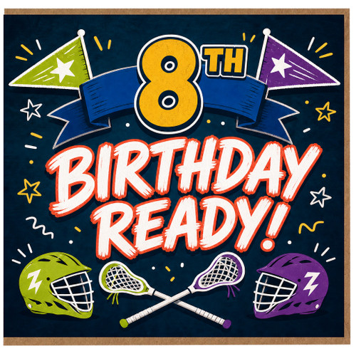 8th Birthday Card, Birthday Ready Sports Card