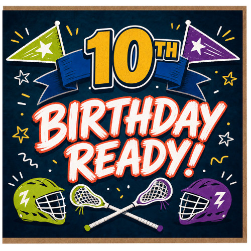 10th Birthday Card, Lacrosse Sports Birthday Card