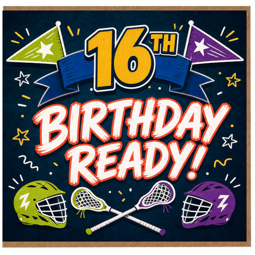 16th Birthday Card, Lacrosse Player Sports Birthday Card