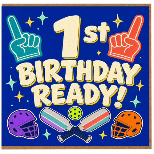 1st Birthday Card, Sports Theme Birthday Card