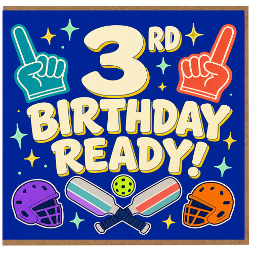 3rd Birthday Card, Cricket Sports Birthday Ready Card