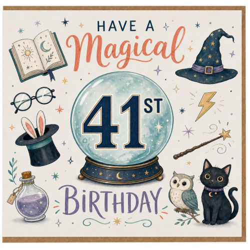 41st Birthday Card, Have a Magical Birthday Wizard Themed Card