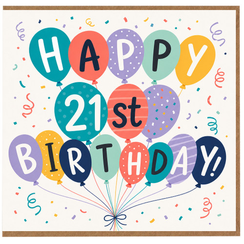 21st Birthday Card, Happy 21st Birthday Balloon Design