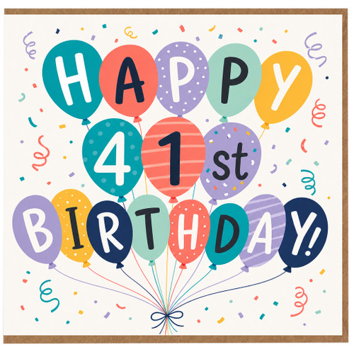 41st Birthday Card, Happy 41st Birthday Balloon Design