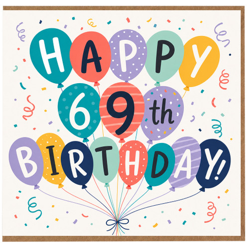 69th Birthday Card, Happy 69th Birthday Balloon Design