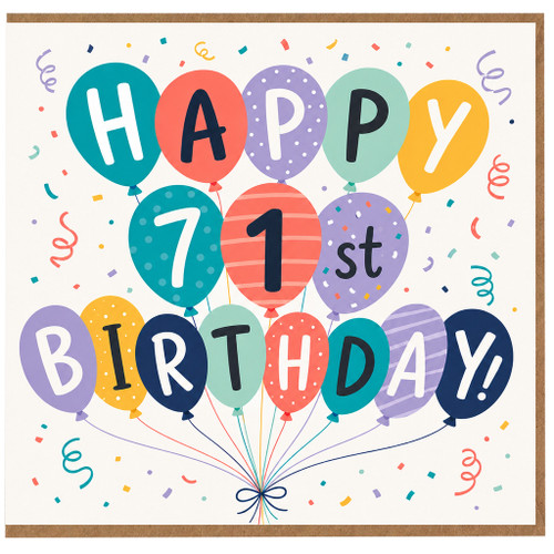 71st Birthday Card, Happy 71st Birthday Balloon Design Card