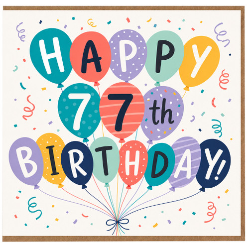 77th Birthday Card, Happy 77th Birthday Balloon Design