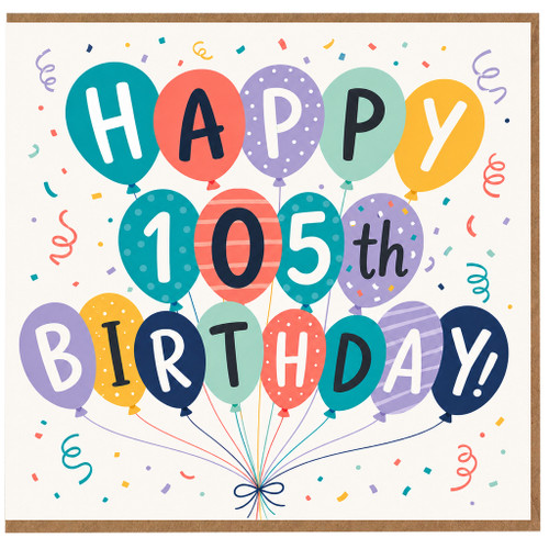 105th Birthday Card, Happy Birthday Balloons Design