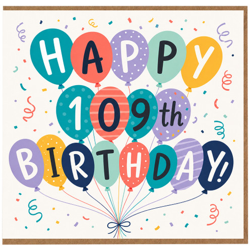 109th Birthday Card, Happy 109th Birthday Balloon Design Card
