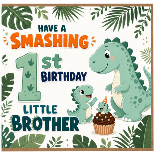 1st Birthday Card, Dinosaur Birthday Card