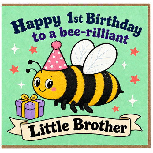 1st Birthday Card, Bee - rilliant Birthday Card