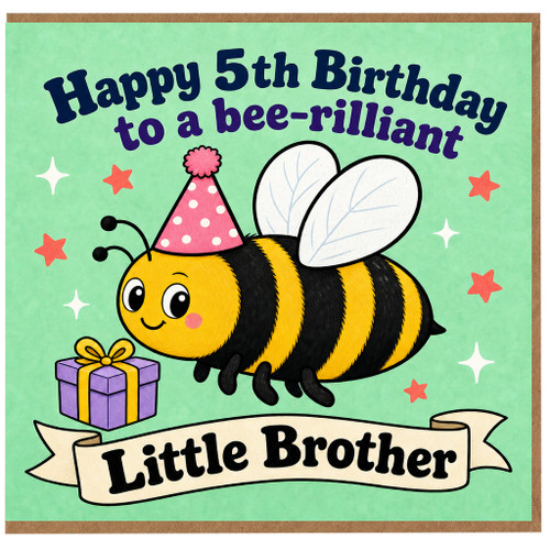 5th Birthday Card, Bee - rilliant Birthday Card for na