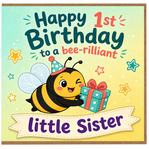 1st Birthday Card, Happy 1st Birthday to a Bee - rilliant Little na