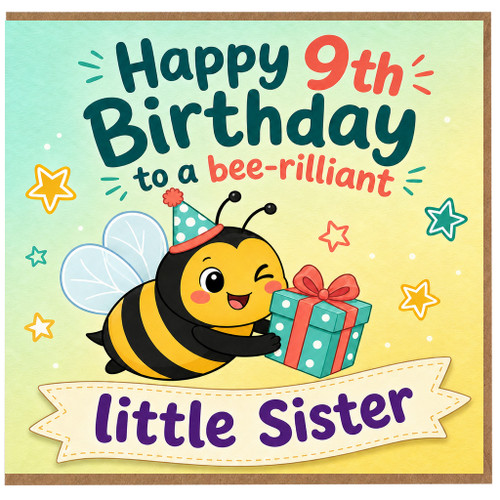 9th Birthday Card, Bee - rilliant Birthday Card