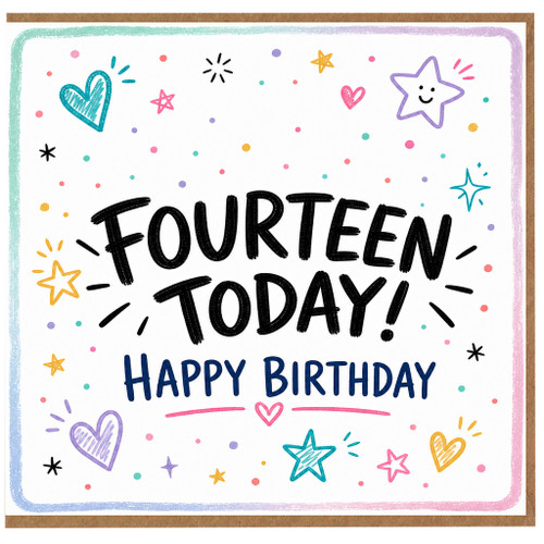 14th Birthday Card, Fourteen Today Happy Birthday Card