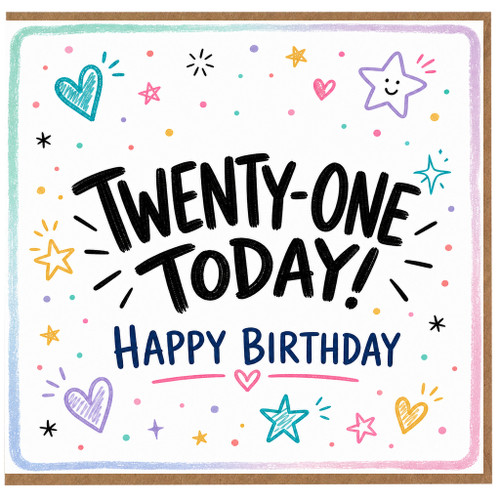 21st Birthday Card, Twenty - One Today Happy Birthday Card