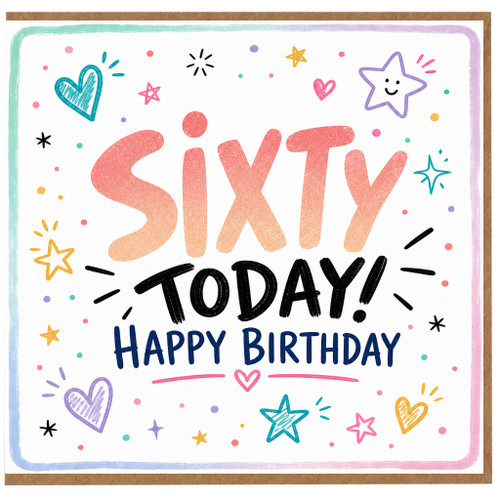 60th Birthday Card, Sixty Today Happy Birthday Card