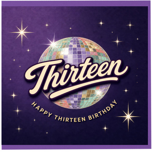 13th Birthday Card, Happy Thirteen Birthday Disco Ball Card