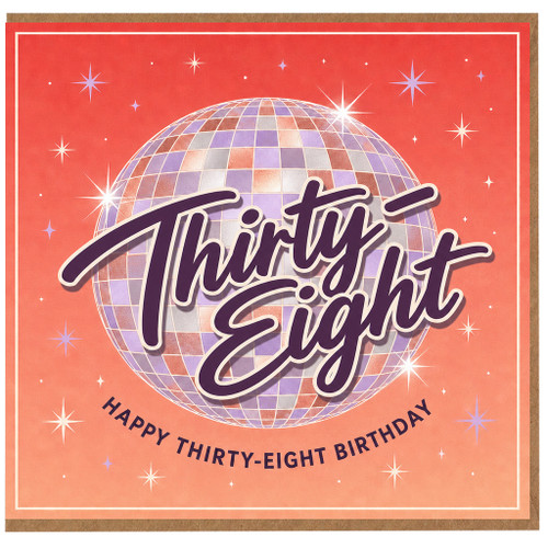38th Birthday Card, Retro Disco Ball Happy Thirty - Eight Birthday Card