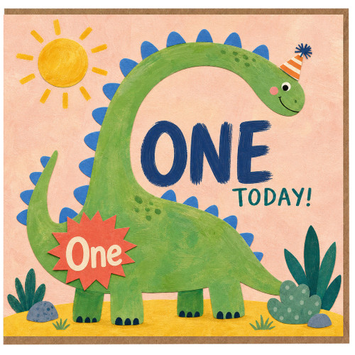 1st Birthday Card, One Today Dinosaur Birthday Card