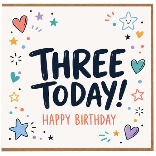 3rd Birthday Card, Three Today Happy Birthday Card