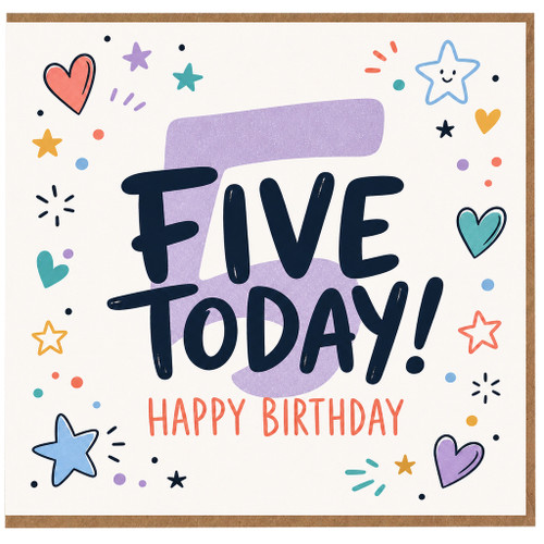 5th Birthday Card, Five Today Happy Birthday Card