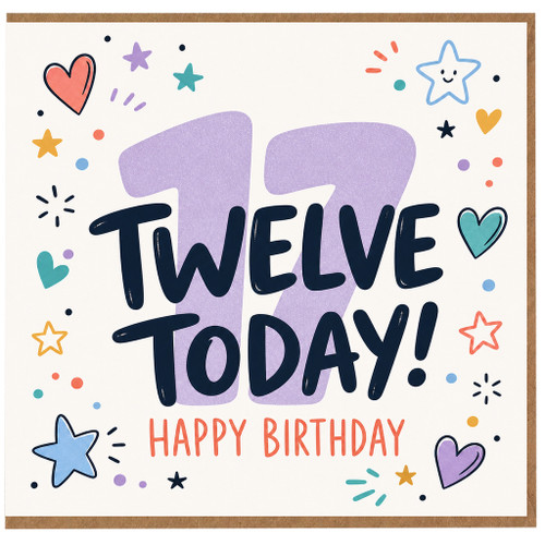 12th Birthday Card, Twelve Today Happy Birthday Card