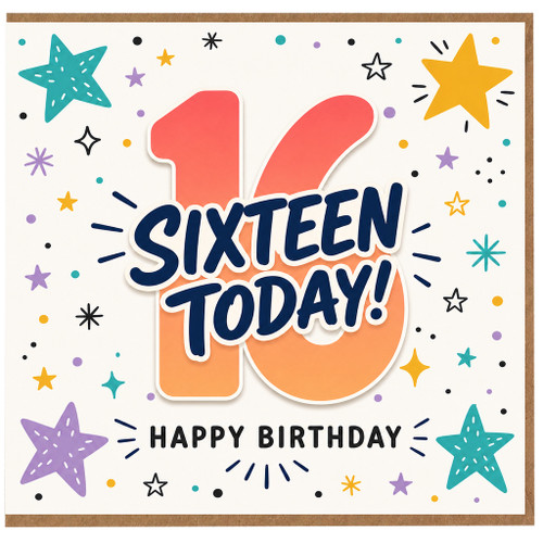 16th Birthday Card, Sixteen Today Happy Birthday Card