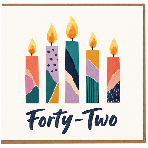 42nd Birthday Card, Forty - Two Birthday Card, Colourful Candles Design