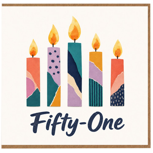51st Birthday Card, Fifty - One Candles Design