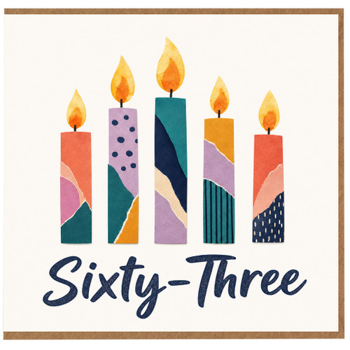 63rd Birthday Card, Sixty - Three Candle Design