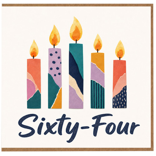 64th Birthday Card, Sixty - Four Candle Design Birthday Card