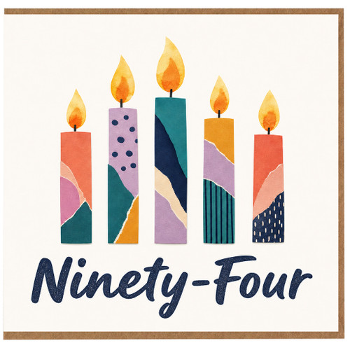94th Birthday Card, Colourful Candle Design