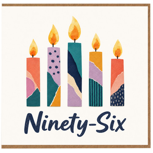 96th Birthday Card, Colourful Patterned Candles Design