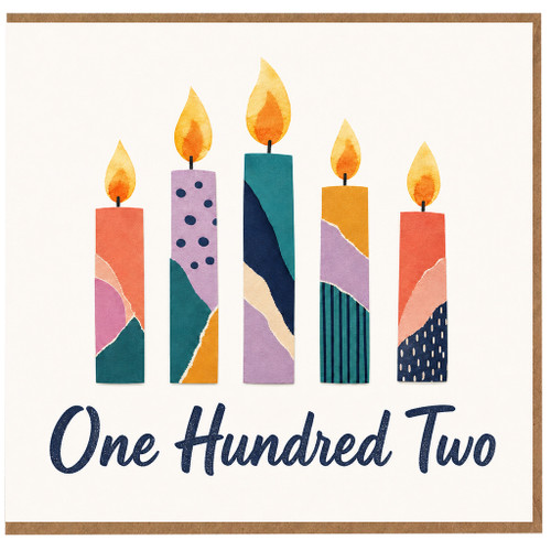 102nd Birthday Card, One Hundred Two Candle Design Card