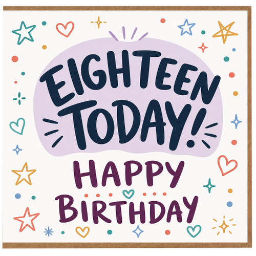 18th Birthday Card, Eighteen Today Happy Birthday Card