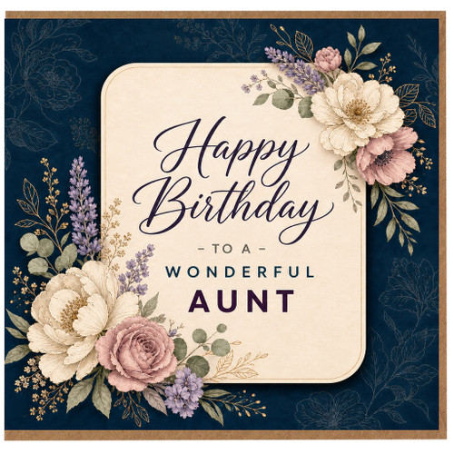 Aunt Birthday Card, Happy Birthday to a Wonderful Aunt Floral Greeting Card