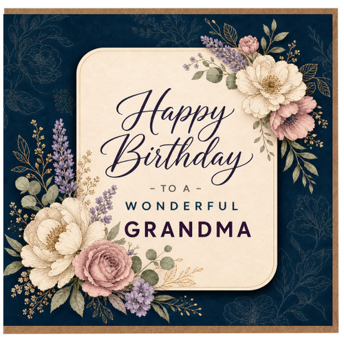 Grandma Birthday Card, Happy Birthday To A Wonderful Grandma Floral Card