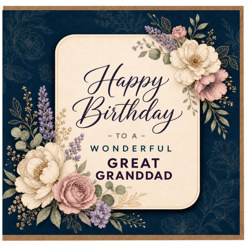 Great Granddad Birthday Card, Happy Birthday to a Wonderful Great Granddad Floral Greeting Card