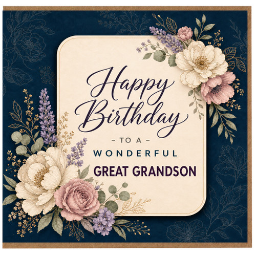 Great Grandson Birthday Card, Happy Birthday To A Wonderful Great Grandson Floral Card