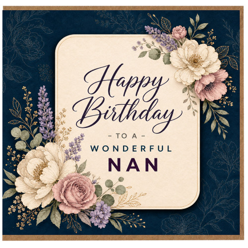 Nan Birthday Card, Happy Birthday to a Wonderful Nan Floral Card