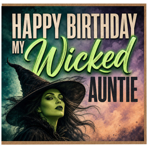 Wicked Auntie Birthday Card, Happy Birthday My Auntie Witch Card