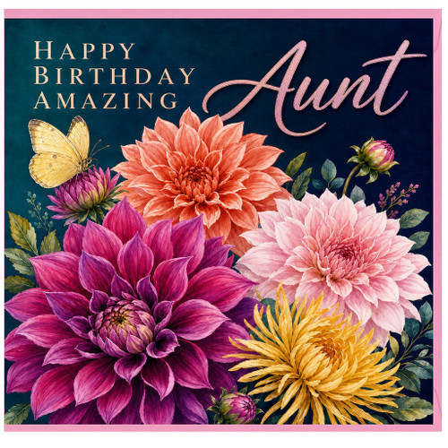 Aunt Birthday Card, Happy Birthday Amazing Aunt Floral Card