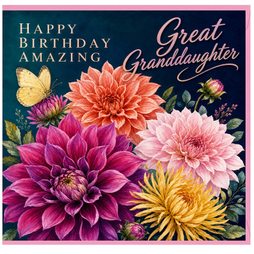 Great Granddaughter Birthday Card, Happy Birthday Amazing Great Granddaughter Floral Card