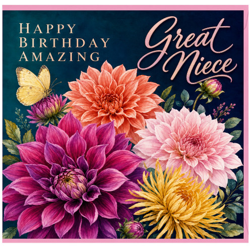 Great Niece Birthday Card, Happy Birthday Amazing Floral Card